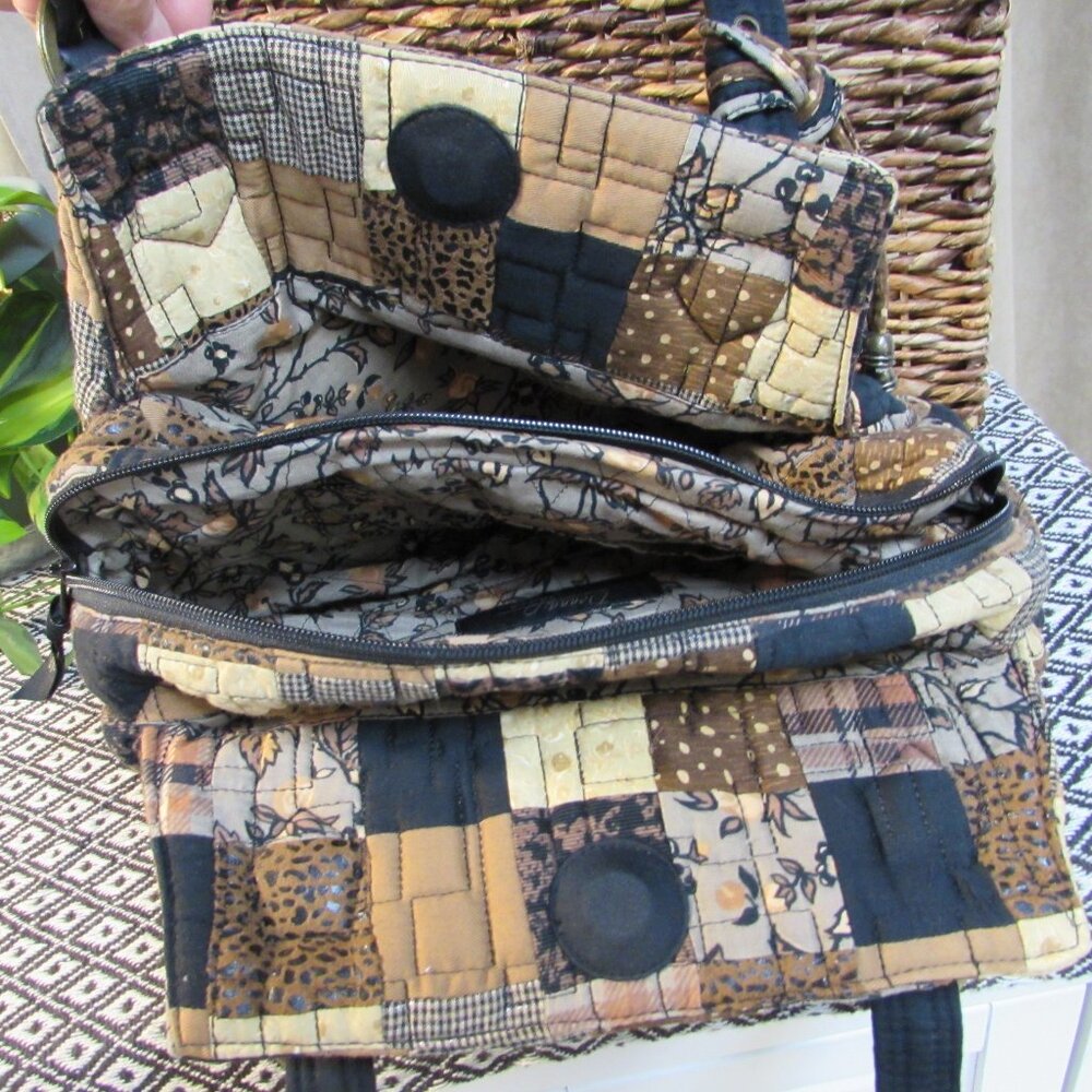 Donna Sharp Quilted Patchwork Purse - Browns - Ex… - image 9